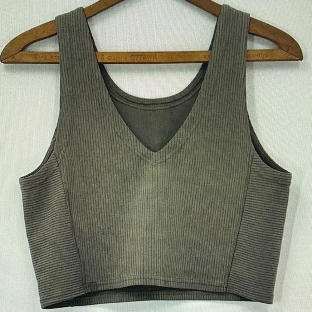 Olive Ribbed Tank Top